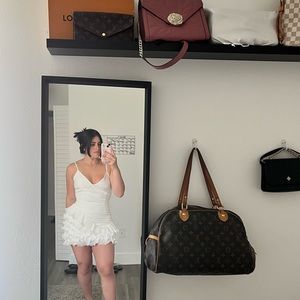 Fashion Nova White Size Small Ruffled Dress